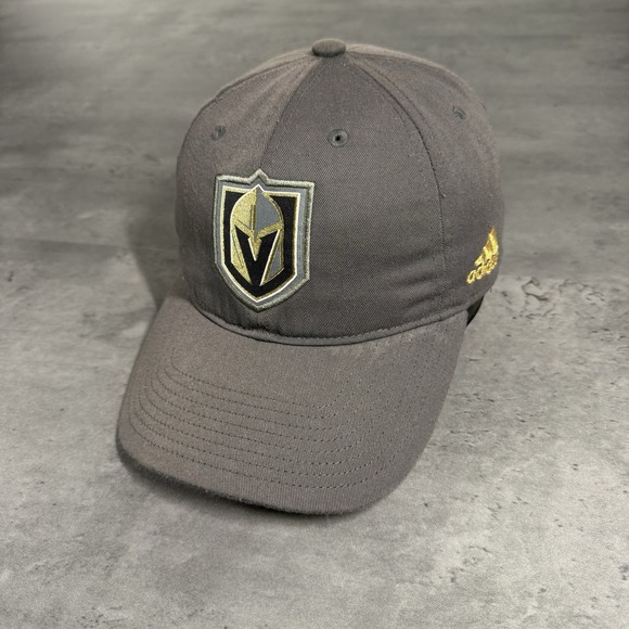 Adidas Vegas Knights Hat Gray Gold Dad Cap Adjustable Strap Low Profile Faded - Picture 1 of 7